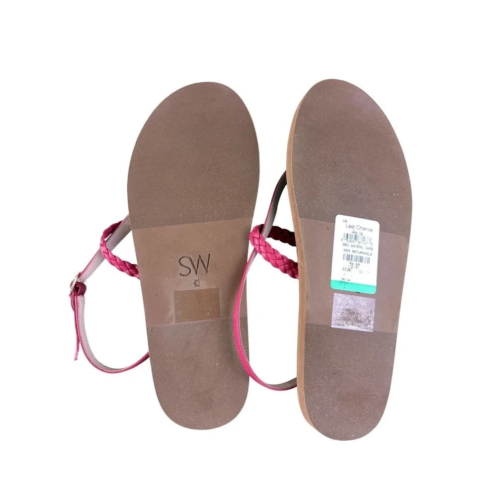 Stuart Weitzman Sandals 28 Cassie Rich‎ Red Leather Thong Size 11B EU 41.5
